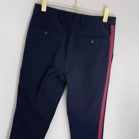 BURBERRY Men’s Wool Navy Blue Trousers/Pants With Side Stripe Sz Small NWOT - Picture 5 of 10